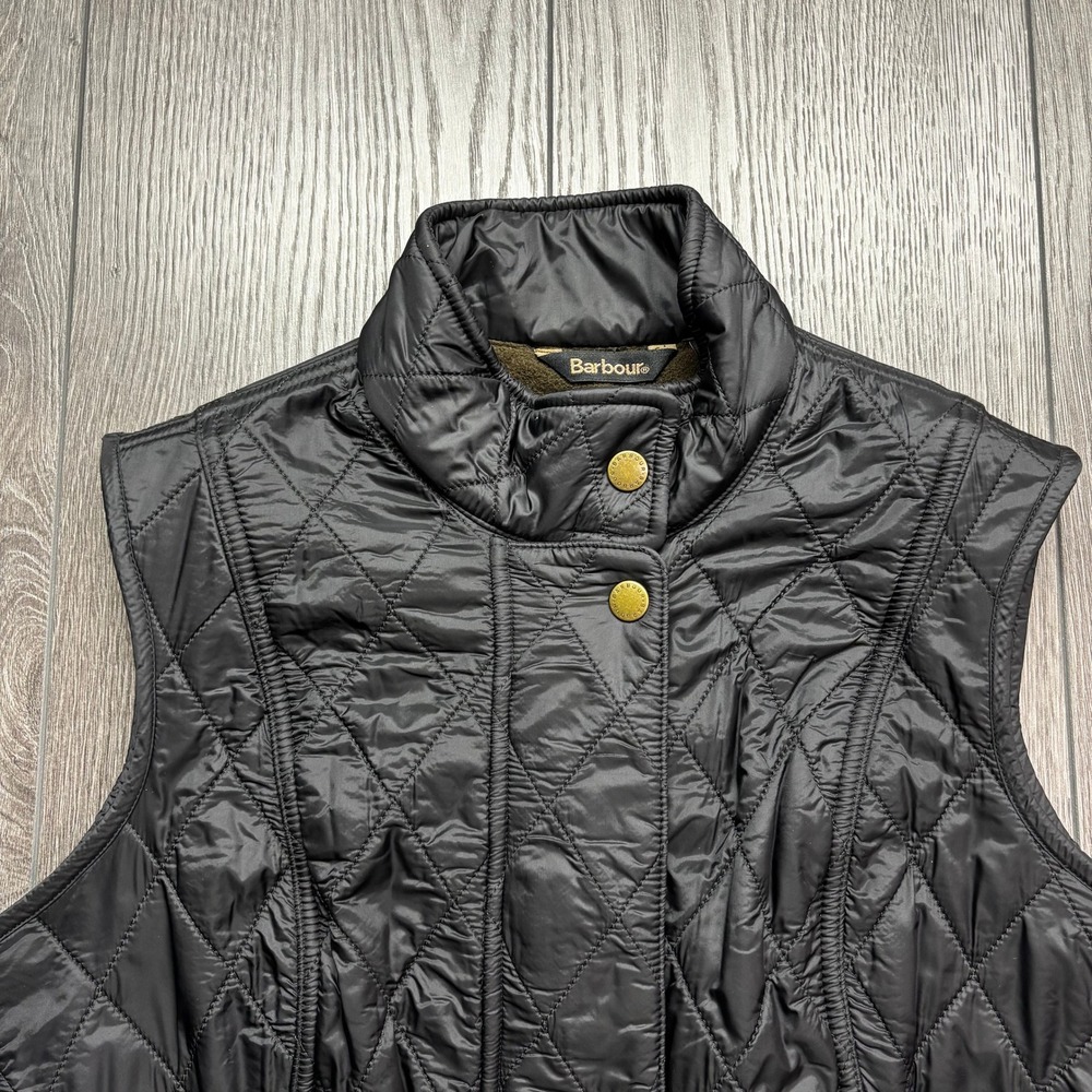 Barbour Wray Gilet Black Quilted Fleece Lined Vest LGI0017 Women US 4 UK 8 - Picture 3 of 11